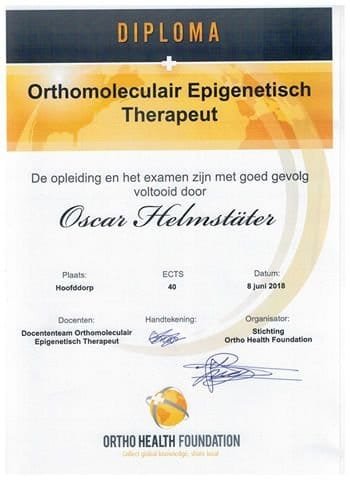 oscar helm diploma orthomoleculair epigenetisch therapeut