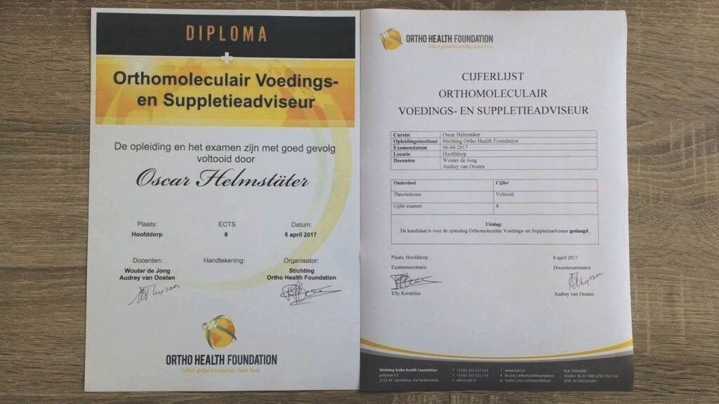 oscar helm diploma-orthomoleculair-voedings-en-suppletieadviseur