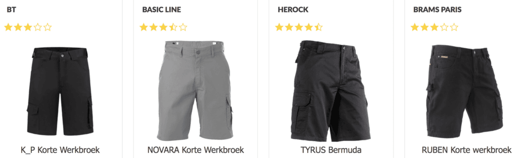 korte werkbroek korte werkbroek